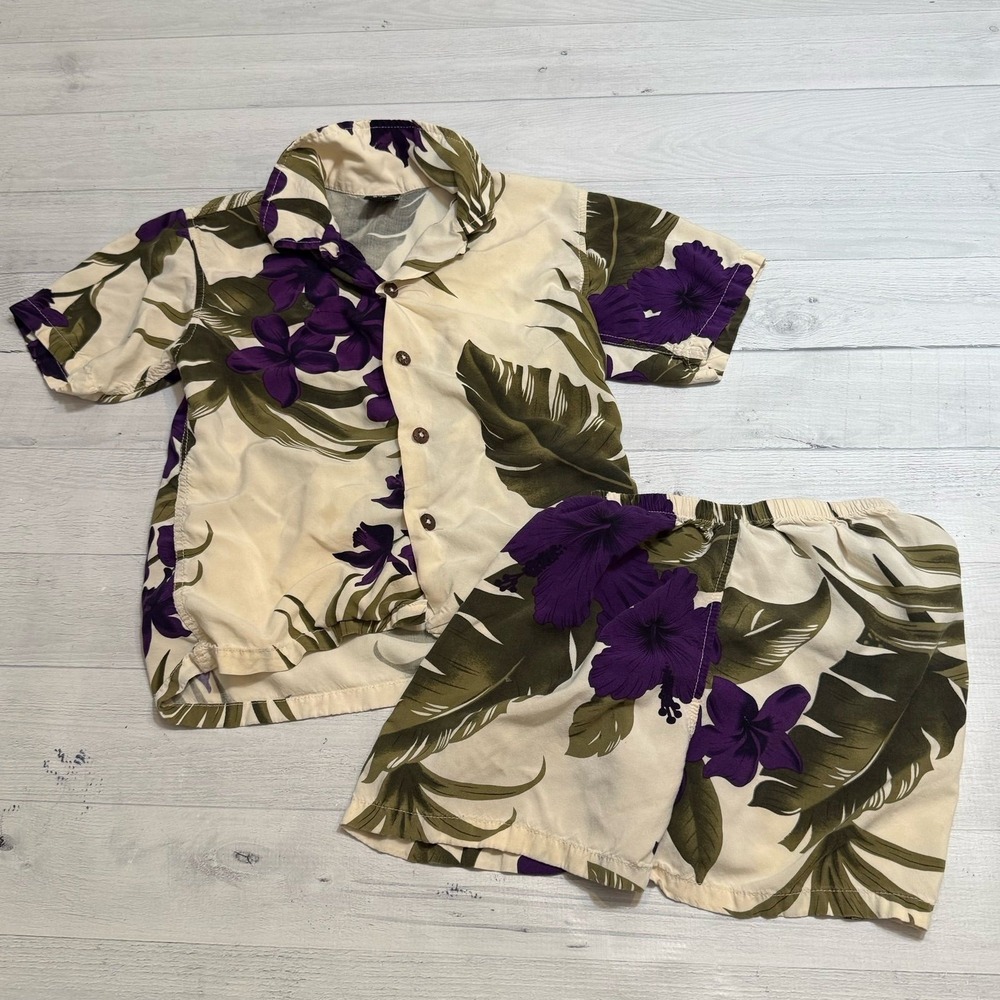 Fav at Hawaii made in Hawaii kids tropical two piece outfit size 5/6